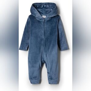 Sofia Grainge Blue Babies' Velour Hooded Coverall